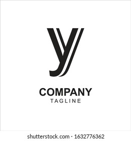 Logo design consisting of 3 Y letters which coincide. Monochrome color. This logo is suitable for use by book publishers, children's toy stores, or garments.