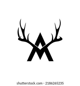 Logo-Design bestehend aus Hirschanhängern und Buchstabe a