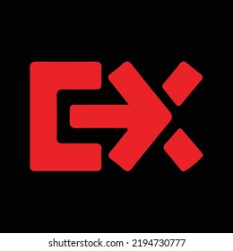 Logo Design Consisting of the Letters E and X with a Sign in the Middle