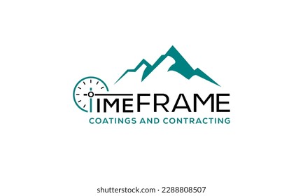Logo design for a construction business company, time, hill, mountain, simple and minimal logo design, EPS