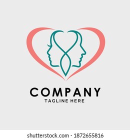 logo design of a couple of humans with a symbol of love. This logo design is suitable for your company project.