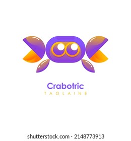Logo design with crab and robot concept
