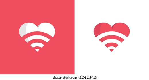 logo design created by combining wifi connection symbol and heart symbol