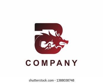 logo design creative abjad B dragon