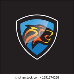 logo design the creative concept of the lion with a modern shield