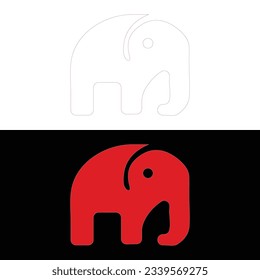 diseño de logotipo Icono creativo Icono Icono Icono Ilustración vectorial,Icono de elefante dibujado por vectores.Logotipo Plano elefante,Símbolo de elefante rojo,Diseño del logo de elefante Vector Premium.