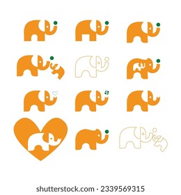 diseño de logotipo Icono creativo Icono Icono Icono Ilustración vectorial,Icono de elefante dibujado por vectores.Logotipo Plano elefante,Símbolo de elefante rojo,Diseño del logo de elefante Vector Premium.