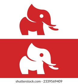logo design creative elephant icon vector illustration inspiration,Vector drawn elephant icon.Elephant Flat logo,Red elephant symbol,Elephant logo design Premium Vector.