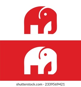 logo design creative elephant icon vector illustration inspiration,Vector drawn elephant icon.Elephant Flat logo,Red elephant symbol,Elephant logo design Premium Vector.