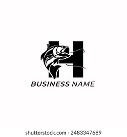 logo design creative fishing tuna and letter H