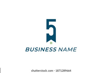 logo design creative house and number five
