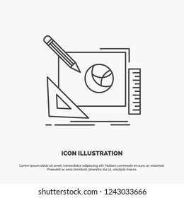 logo, design, creative, idea, design process Icon. Line vector gray symbol for UI and UX, website or mobile application