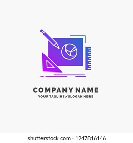 logo, design, creative, idea, design process Purple Business Logo Template. Place for Tagline.