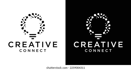 logo design creative inspiration connection and lamp,idea icon vector