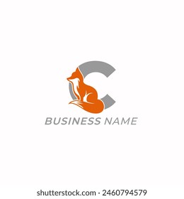 Diseño de logotipo de la carta creativa C y fox