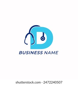 logo design creative letter D and stethoscope