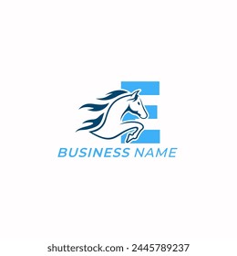logo design creative letter E and horse