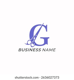 logo design creative letter G and scissors icon