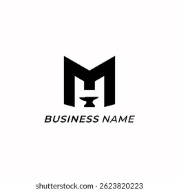 diseño de logotipo letra creativa H y letra M