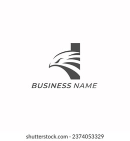 logo design creative letter I and hawk