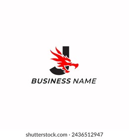 logo design creative letter J and dragon head