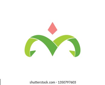 logo design creative letter M and flower