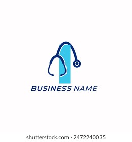 logo design creative letter I and stethoscope