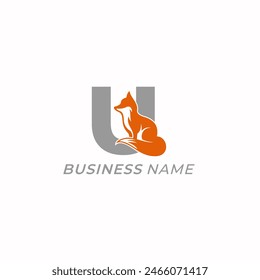 logo design creative letter U and fox