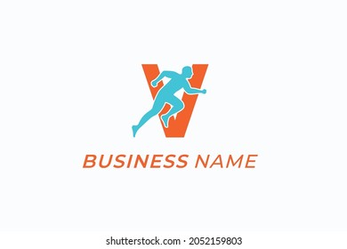 logo design creative letter V and run