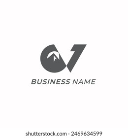 logo design creative letter V and mountain