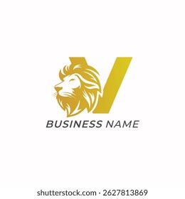 logo design creative letter V and lion head