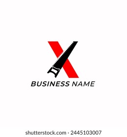 logo design creative letter X and handsaw