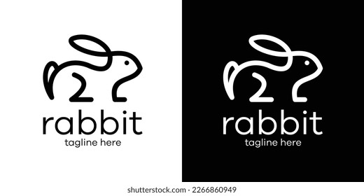 logo design creative line illustration rabbit icon vector