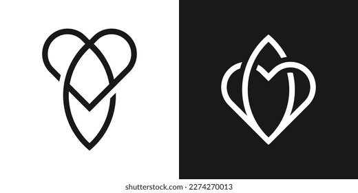 logo design creative line love and leaf icon vector illustration