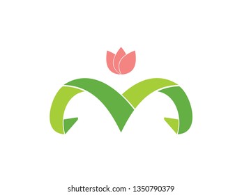 logo design creative M and flowers