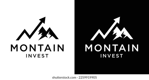 logo design creative mountain and arrow financial icon vector illustration