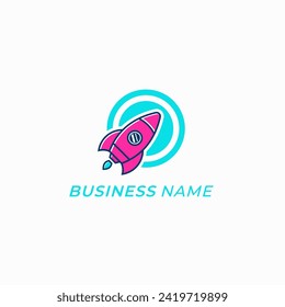 logo design creative rocketship and circle