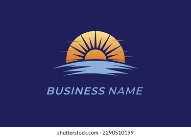 diseño de logotipo luz solar creativa y mar
