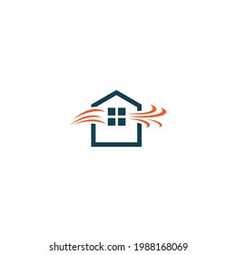 logo design cross ventilations home icon vector. wind, turbine, sustainable ,swirl. for tropical house industry