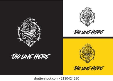 logo design of Crow vector black and white