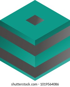 the logo design of cube with two strips