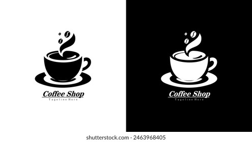 Logo Design einer Tasse heißen Kaffees mit einem starken Kaffeearoma