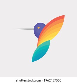  Diseño de logotipo de pájaro lindo y brillante con plumas coloridas
