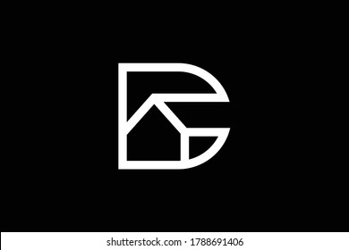 Logo design of D C in vector for construction, home, real estate, building, property. creative elegant Monogram. Premium Business home logo icon. White color on black background