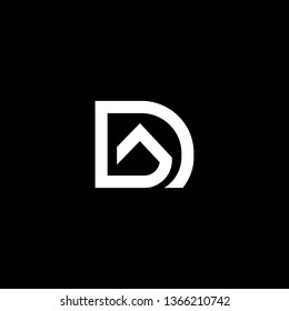 Logo design of D in vector for construction, home, real estate, building, property. Minimal awesome trendy professional logo design template on black background.