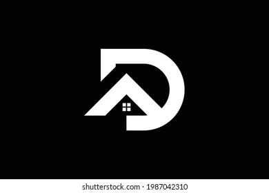 Logo design of D in vector for construction, home, real estate, building, property. Minimal awesome trendy professional logo design template on black background.
