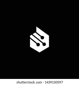 Logo design of D in vector for technology, electronics, digital, connection. Minimal awesome trendy professional logo design template on black background.
