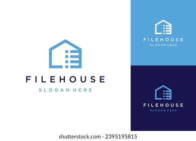 logo design a data storage, or a house with a data list