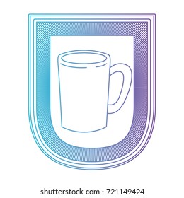 logo design of decorative emblem mug in gradient color silhouette from blue to purple vector illustration