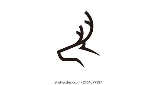 logo design for deer head, antlers, forest, wild, game, logo design icon, symbol, vector, creative idea.